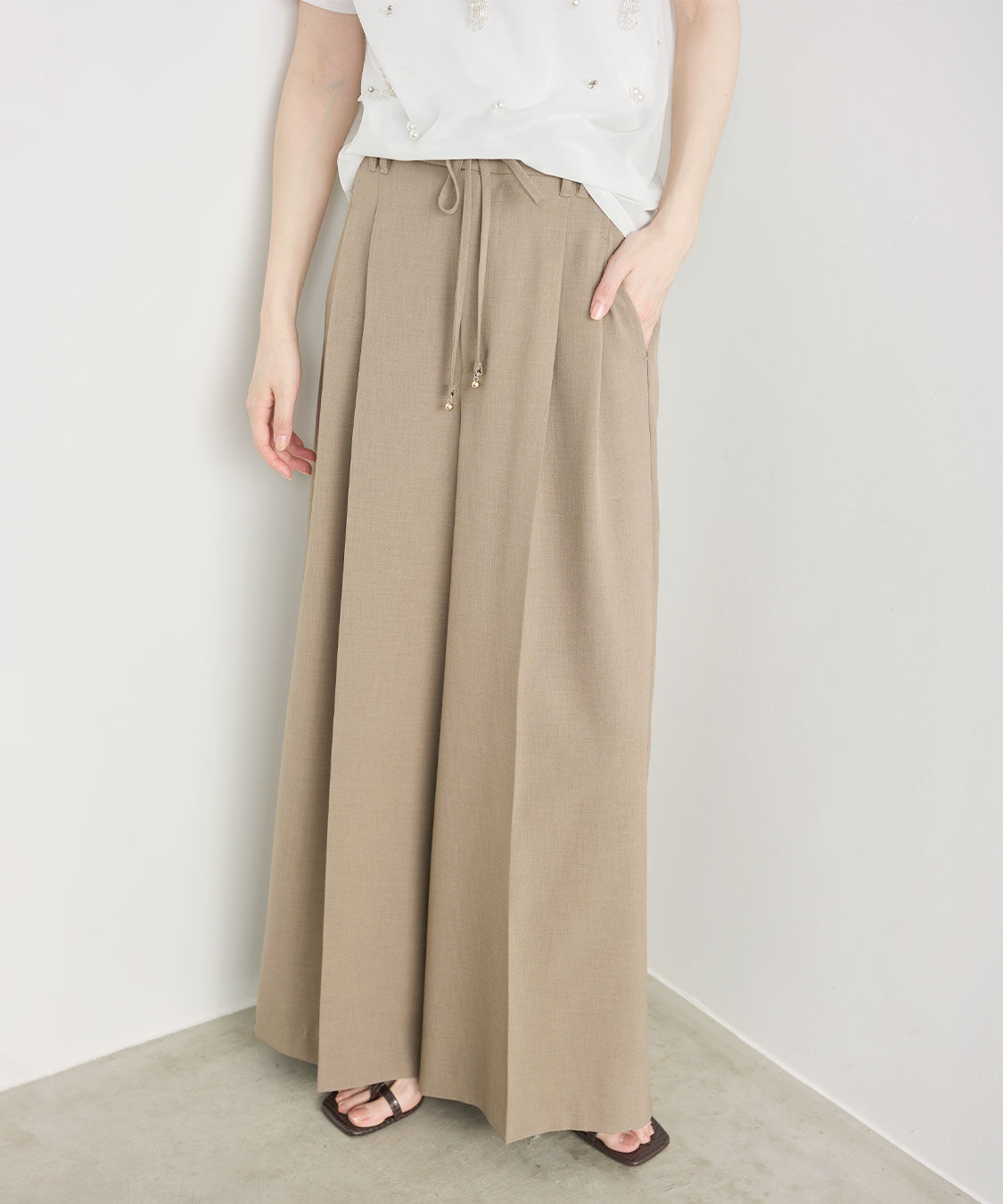 COCO DEAL「リボンベルト付きワイドパンツ」|スラックス|