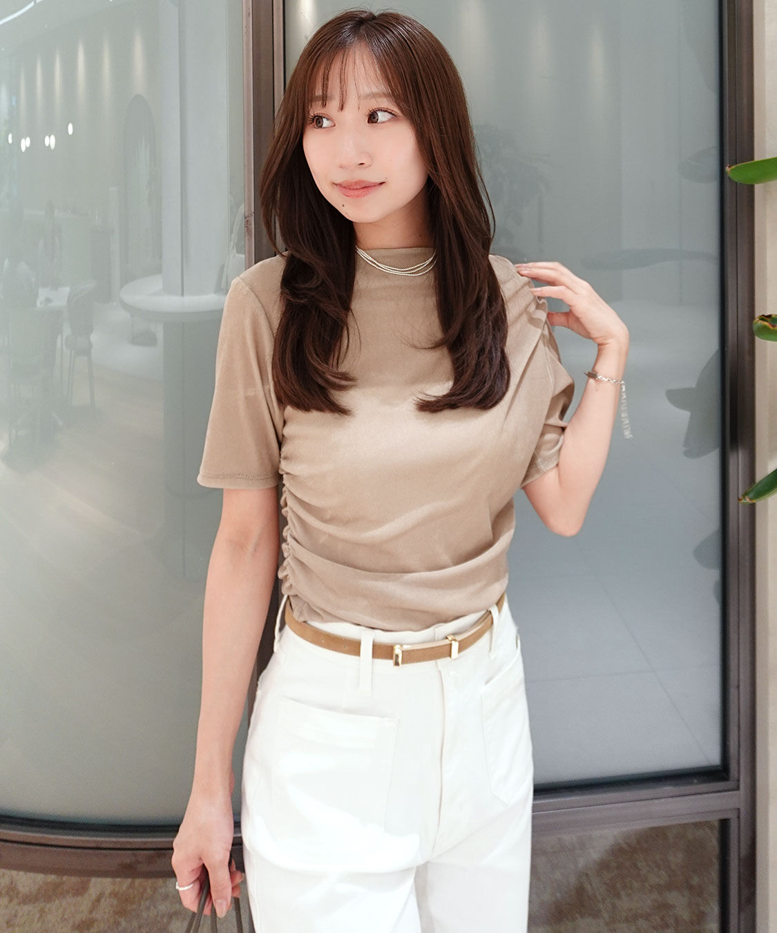 COCO DEAL「フロッキーチュールドレープトップス」|Tシャツ・カットソー|