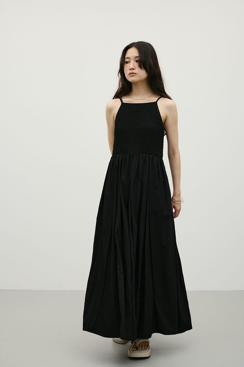 STYLEMIXER「シャーリングギャザーキャミワンピース」|ワンピース|BLK