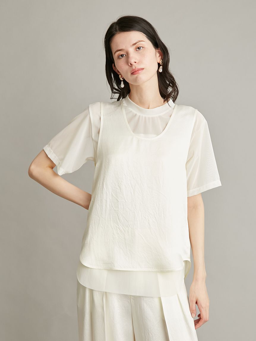 Mila Owen「シアーレイヤードサテントップス」|Tシャツ・カットソー|