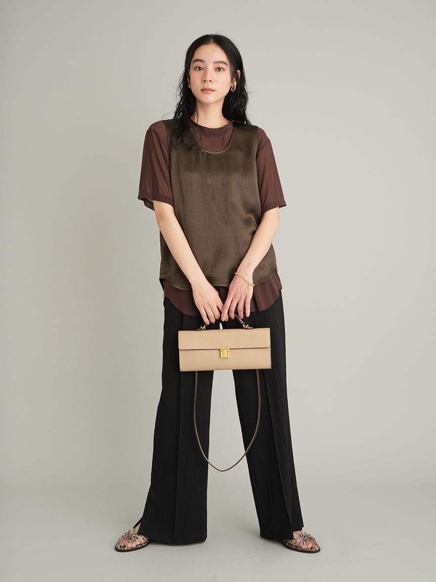 Mila Owen「シアーレイヤードサテントップス」|Tシャツ・カットソー|
