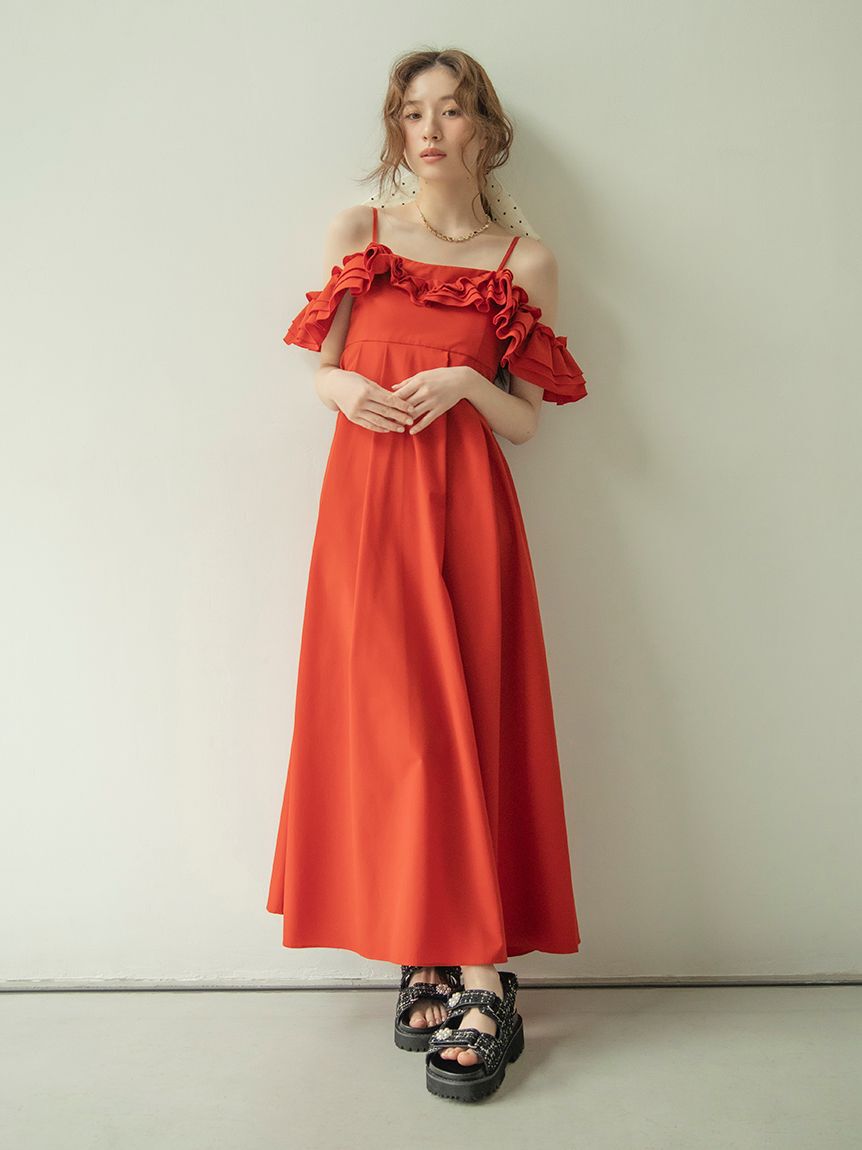 LILY BROWN「【UVカット】フリルボリュームワンピース」|ワンピース|