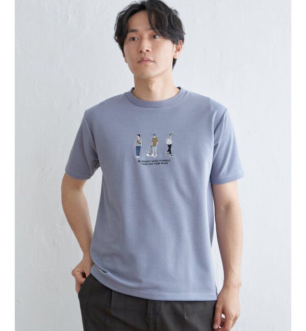 ikka「【親子おそろい】ポンチスリーメン刺繍Tシャツ」|Tシャツ・カットソー|ブルー