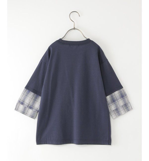 ikka kids「七分袖フェイクシャツレイヤードプリントTシャツ（120~160cm）」|Tシャツ・カットソー|