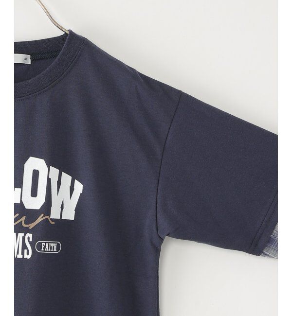 ikka kids「七分袖フェイクシャツレイヤードプリントTシャツ（120~160cm）」|Tシャツ・カットソー|