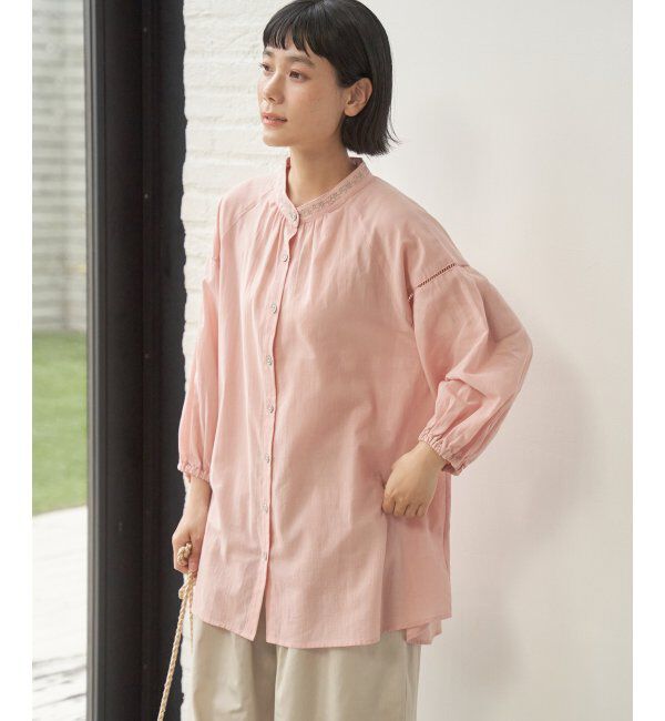 Lbc with Life「エクリュ 刺繍ギャザーチュニック」|シャツ・ブラウス|