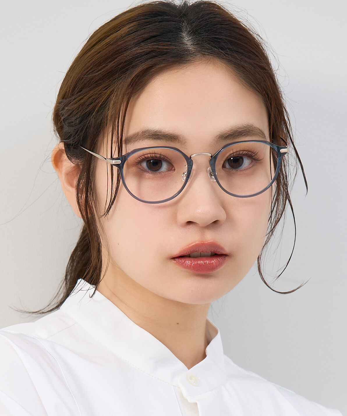  「ボストン型 軽量 メガネ｜ 軽量素材&times;チタン 大人可愛いメガネフレーム レンズ交換券付き」|メガネ|ブルー