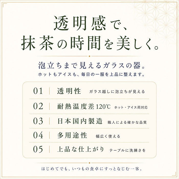BACKYARD FAMILY「抹茶碗 モダン 通販 日本製 抹茶茶碗 江戸硝子 耐熱ガラス 抹茶椀 ガラス茶碗 藍花 耐熱」|食器・キッチングッズ|