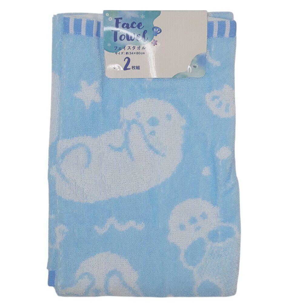 BACKYARD FAMILY「フェイスタオル 綿100% 通販 タオル 2枚組 34&times;80cm コットン かわいい おしゃれ」|タオル|ブルー2