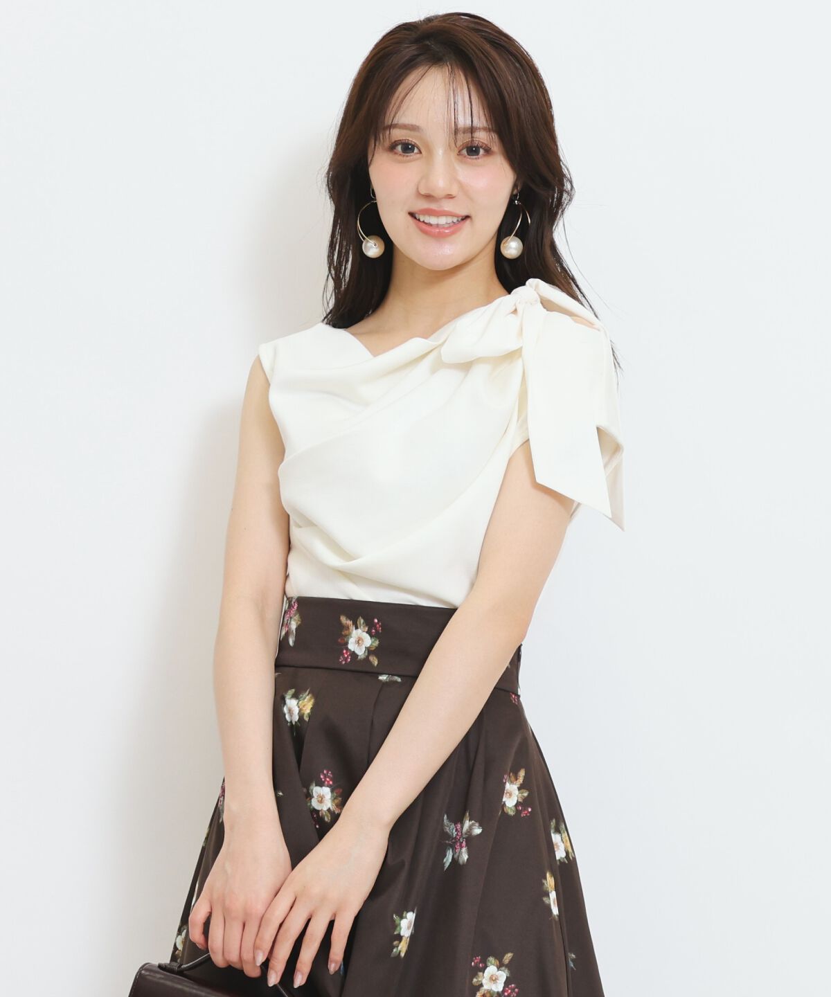 WILLSELECTION「リボンショルダードレープカットトップス」|Tシャツ・カットソー|