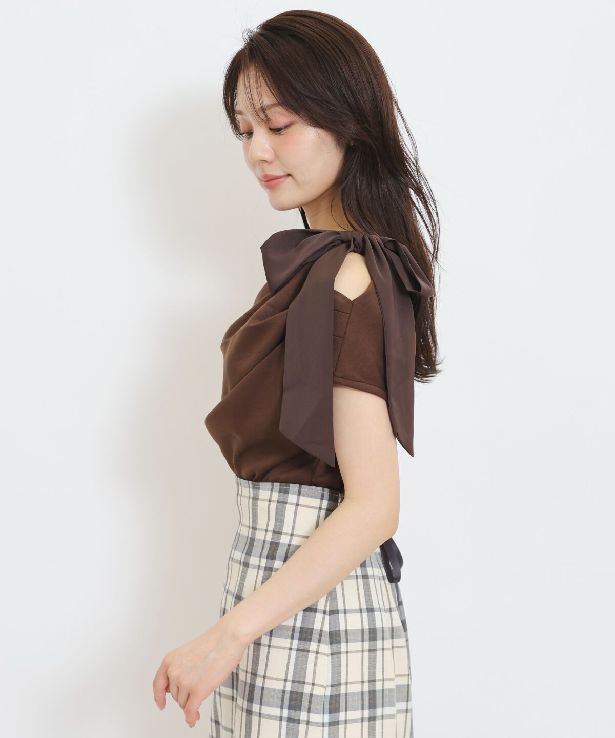 WILLSELECTION「リボンショルダードレープカットトップス」|Tシャツ・カットソー|