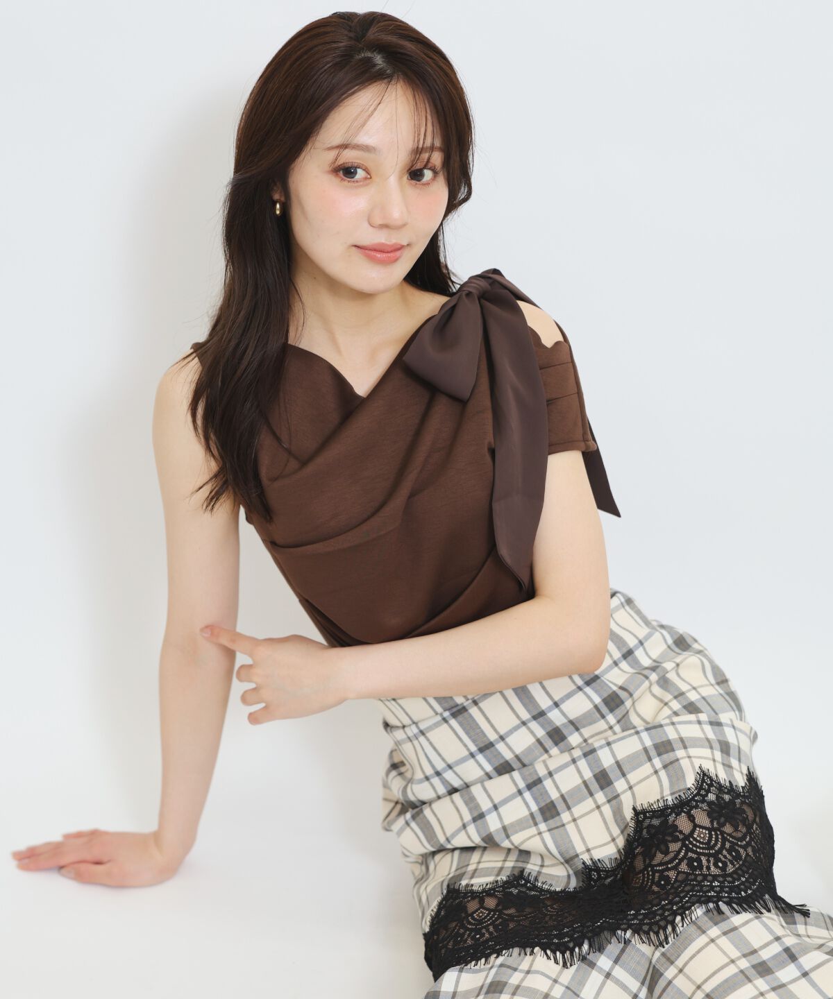 WILLSELECTION「リボンショルダードレープカットトップス」|Tシャツ・カットソー|