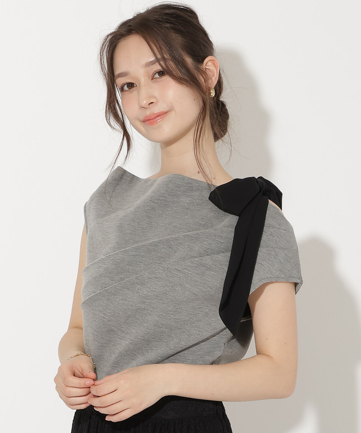 WILLSELECTION「リボンショルダードレープカットトップス」|Tシャツ・カットソー|