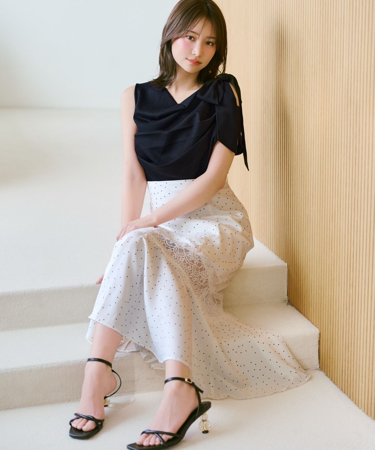 WILLSELECTION「リボンショルダードレープカットトップス」|Tシャツ・カットソー|