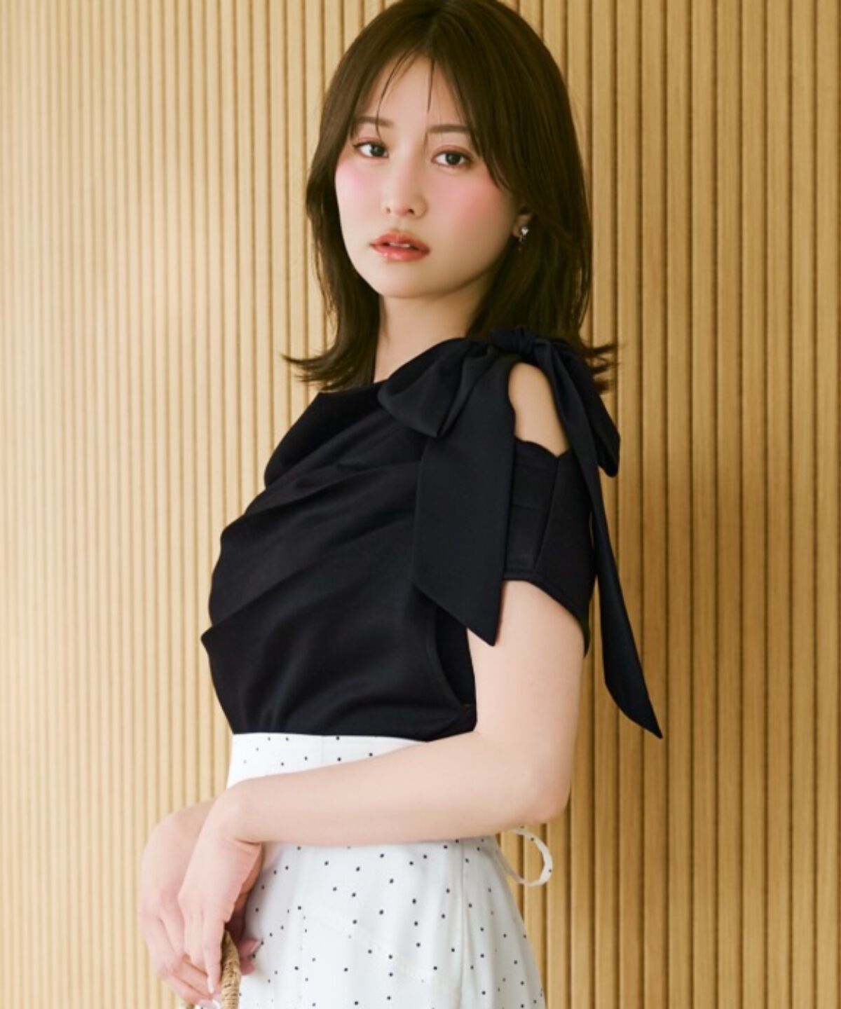 WILLSELECTION「リボンショルダードレープカットトップス」|Tシャツ・カットソー|