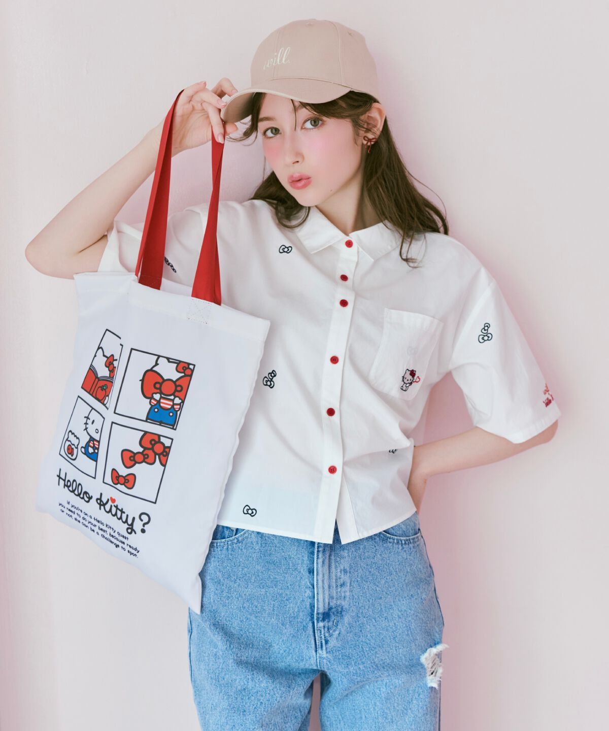 WILLSELECTION「WILLSELECTION&times;HELLO KITTY 刺繍クロップドシャツ」|シャツ・ブラウス|