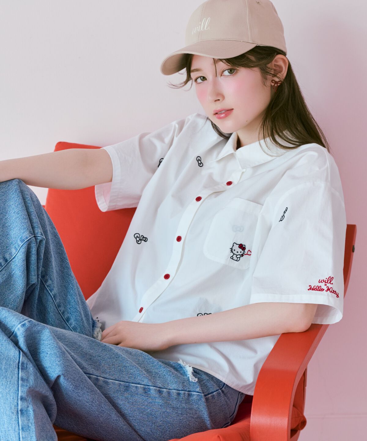 WILLSELECTION「WILLSELECTION&times;HELLO KITTY 刺繍クロップドシャツ」|シャツ・ブラウス|