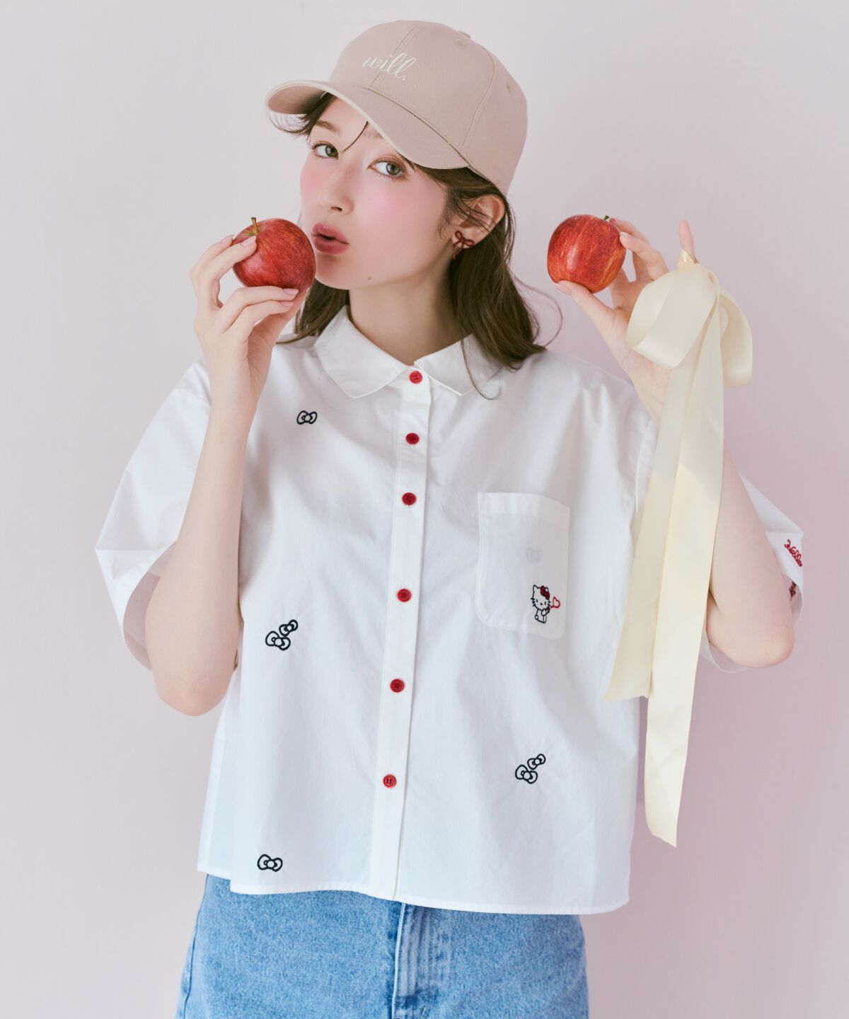 WILLSELECTION「WILLSELECTION&times;HELLO KITTY 刺繍クロップドシャツ」|シャツ・ブラウス|