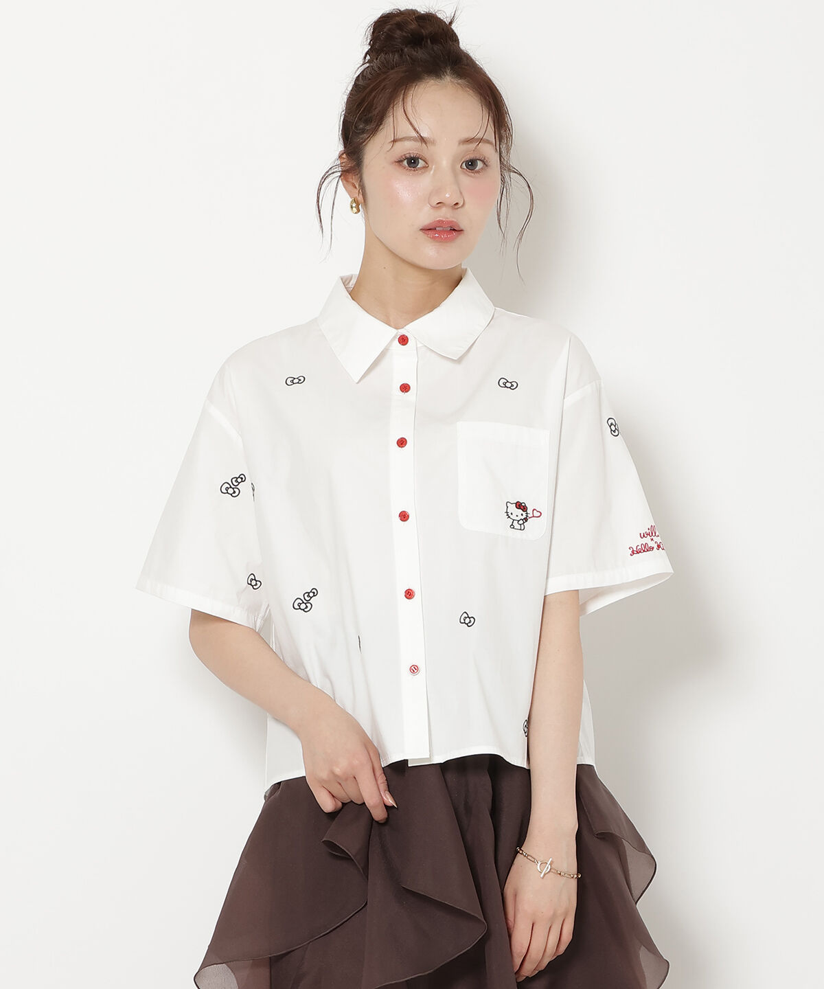WILLSELECTION「WILLSELECTION&times;HELLO KITTY 刺繍クロップドシャツ」|シャツ・ブラウス|