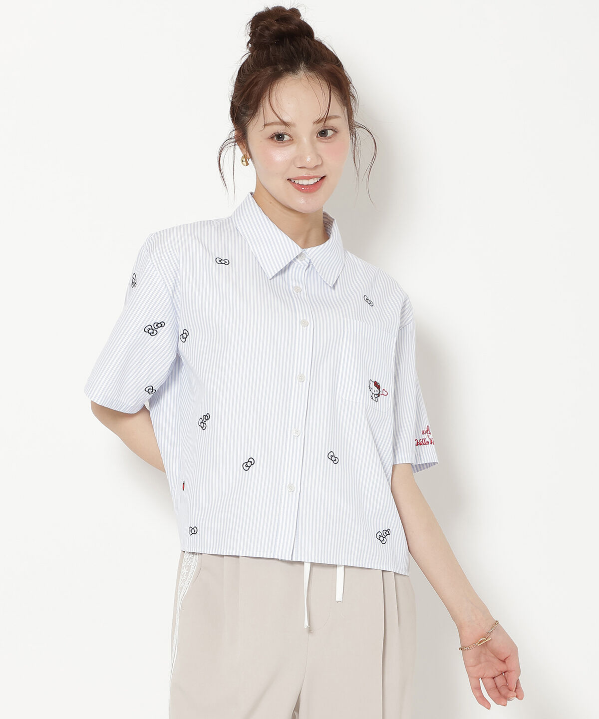 WILLSELECTION「WILLSELECTION&times;HELLO KITTY 刺繍クロップドシャツ」|シャツ・ブラウス|