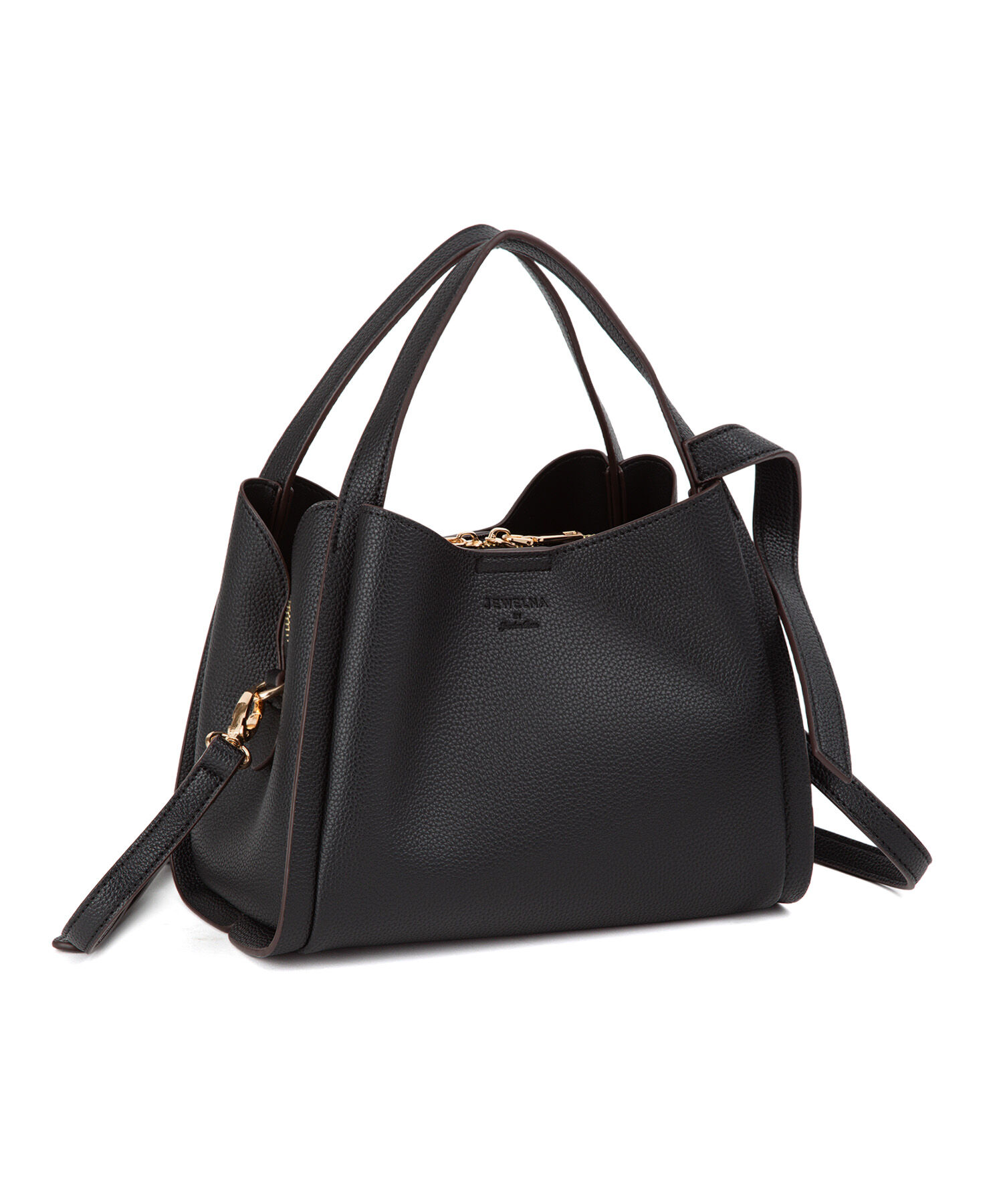 Jewelna Rose「JEWELNA by Jewelna Rose アオリハンドバッグ ショルダールト付き 16284 ジュエルナローズ」|トートバッグ|ブラック