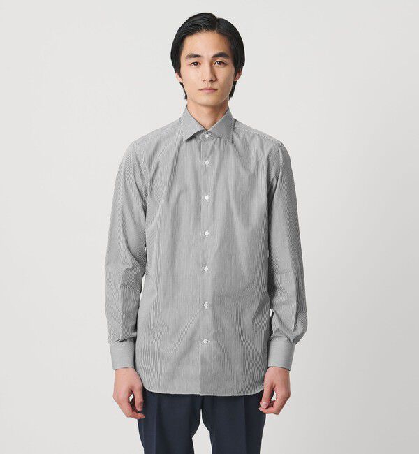 UNITED ARROWS「THOMAS MASON/トーマスメイソン ブラック ストライプ セミワイドカラー シャツ」|シャツ・ブラウス|