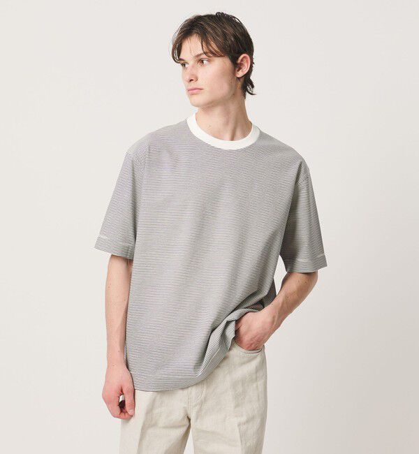 UNITED ARROWS「ポンチボーダー Tシャツ デオドラント 抗菌防臭 接触冷感」|Tシャツ・カットソー|