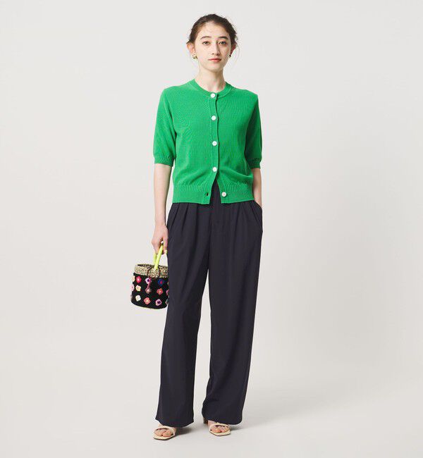 UNITED ARROWS「ジャージー タック ワイドパンツ ‐ウォッシャブル‐」|スラックス|