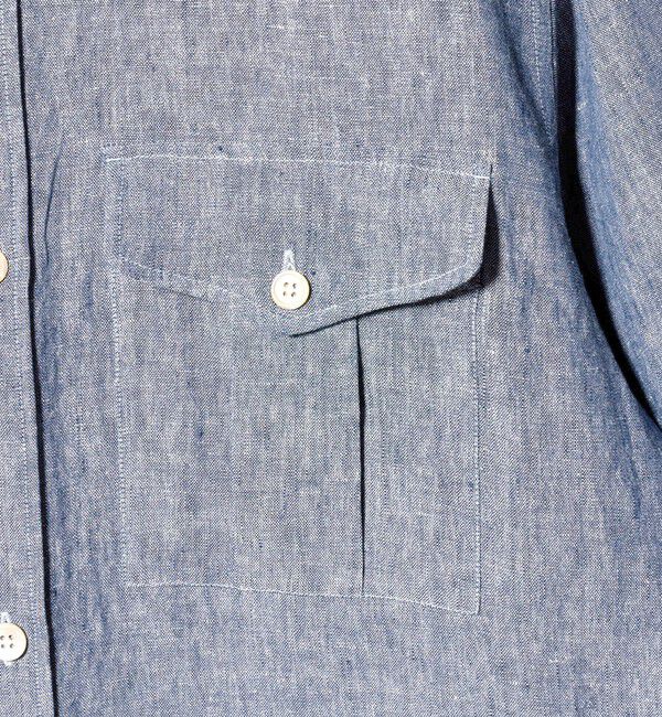 UNITED ARROWS「＜District＞リネン オックスフォード ２ポケット レギュラーカラーシャツ」|カーディガン|