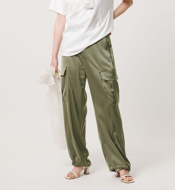 UNITED ARROWS「サテン クリーン ポケット パンツ ‐ウォッシャブル‐」|カーゴ|