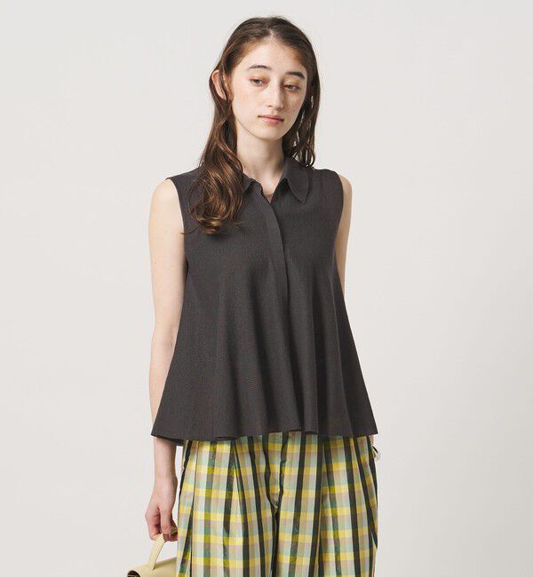UNITED ARROWS「ペプラム フレア ノースリーブ ニット ‐ウォッシャブル‐」|ニット・セーター|DK.GRAY