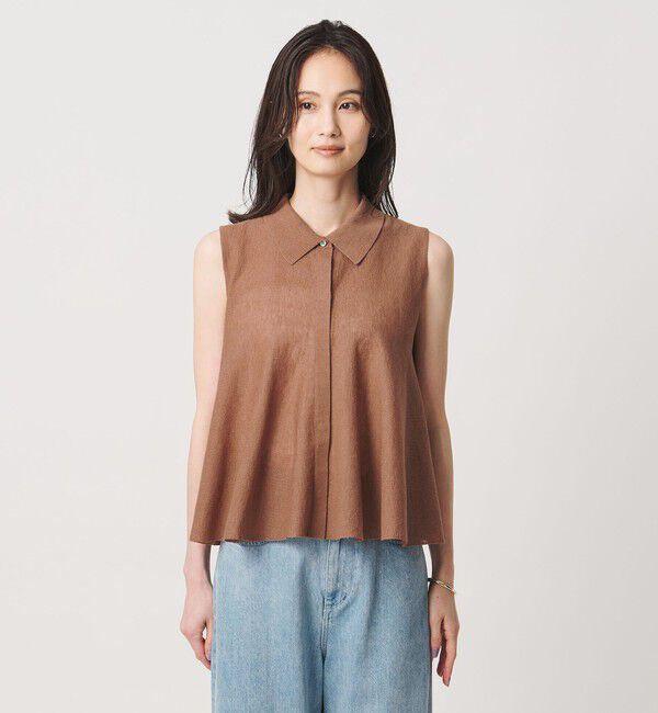 UNITED ARROWS「ペプラム フレア ノースリーブ ニット ‐ウォッシャブル‐」|ニット・セーター|