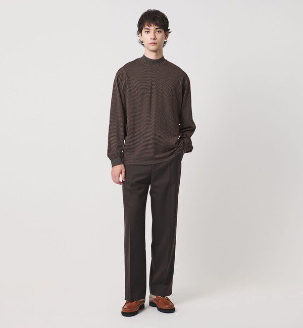 UNITED ARROWS「【別注】＜YONETOMI＞ガーメントダイ モックネック ボーダー Tシャツ」|Tシャツ・カットソー|