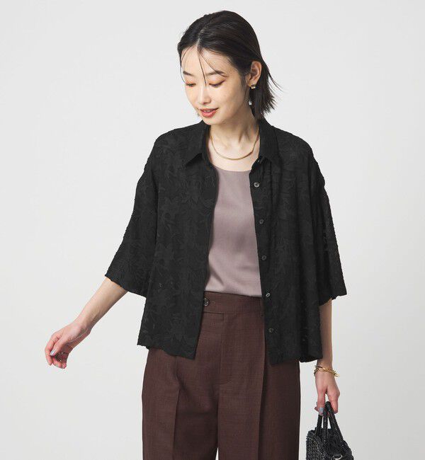 UNITED ARROWS green label relaxing「カット ジャガード ショートスリーブ シャツ」|シャツ・ブラウス|