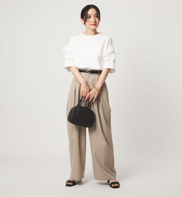 UNITED ARROWS green label relaxing「【WEB限定】＜at ease＞袖フリル  ショートスリーブ カットソー」|Tシャツ・カットソー|