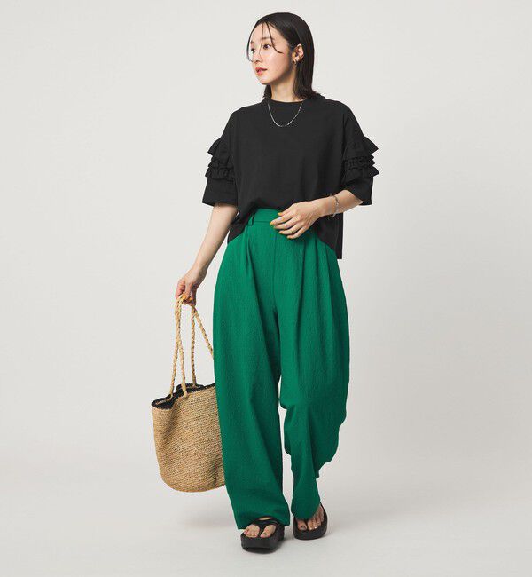UNITED ARROWS green label relaxing「【WEB限定】＜at ease＞袖フリル  ショートスリーブ カットソー」|Tシャツ・カットソー|