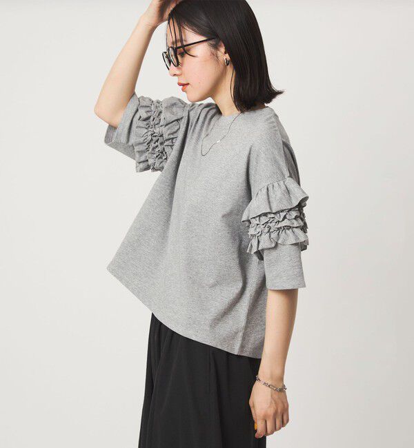 UNITED ARROWS green label relaxing「【WEB限定】＜at ease＞袖フリル  ショートスリーブ カットソー」|Tシャツ・カットソー|