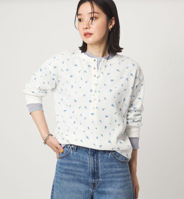 UNITED ARROWS green label relaxing「【WEB限定】＜at ease＞ワッフル ヘンリーネック  フラワープリント 5分袖 カットソー」|Tシャツ・カットソー|その他1