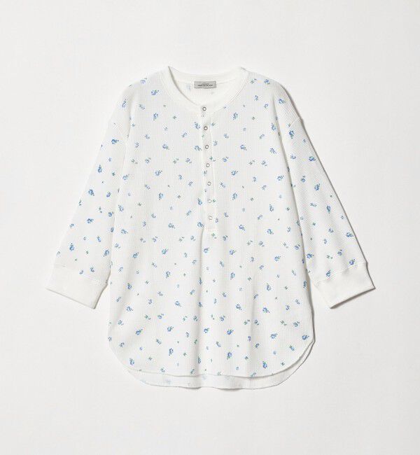 UNITED ARROWS green label relaxing「【WEB限定】＜at ease＞ワッフル ヘンリーネック  フラワープリント 5分袖 カットソー」|Tシャツ・カットソー|