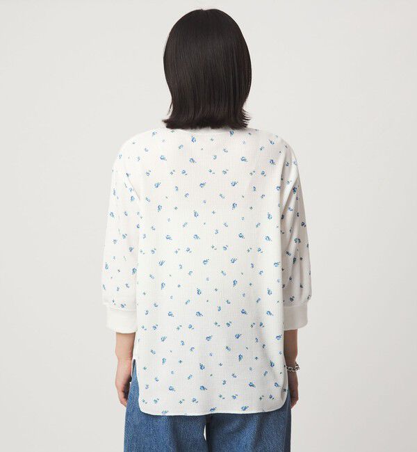 UNITED ARROWS green label relaxing「【WEB限定】＜at ease＞ワッフル ヘンリーネック  フラワープリント 5分袖 カットソー」|Tシャツ・カットソー|