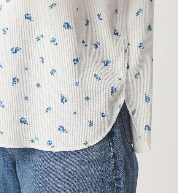 UNITED ARROWS green label relaxing「【WEB限定】＜at ease＞ワッフル ヘンリーネック  フラワープリント 5分袖 カットソー」|Tシャツ・カットソー|