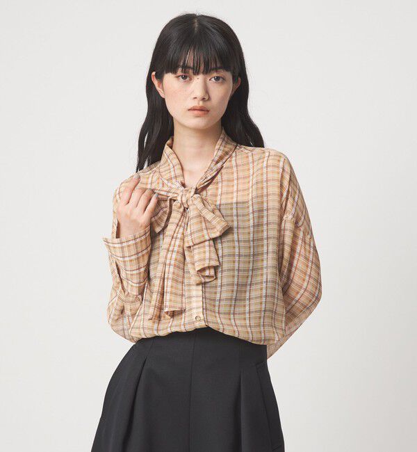 EMMEL REFINES「＜EMMEL REFINES＞EM シアーチェック ボウタイ ブラウス」|シャツ・ブラウス|