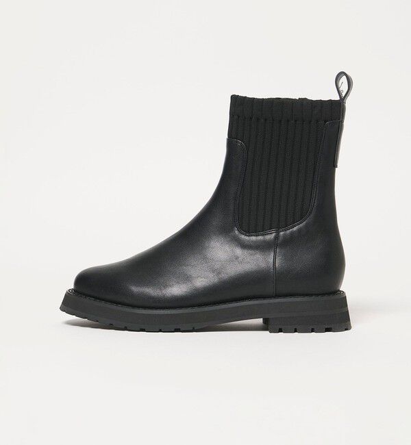 UNITED ARROWS green label relaxing「ストレッチ ショートブーツ / サイドゴア / 撥水」|ロングブーツ|BLACK