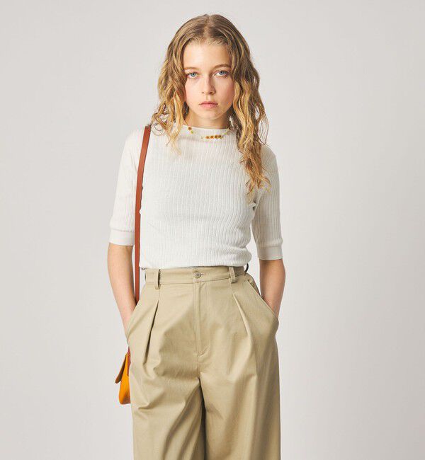 STEVEN ALAN「＜Steven Alan＞ボトルネック ハーフスリーブ ニット」|ニット・セーター|OFF WHITE
