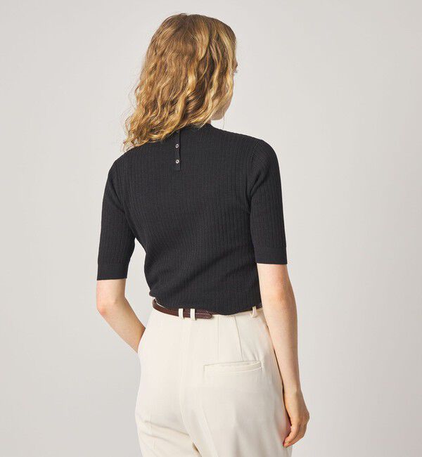 STEVEN ALAN「＜Steven Alan＞ボトルネック ハーフスリーブ ニット」|ニット・セーター|DK.GRAY