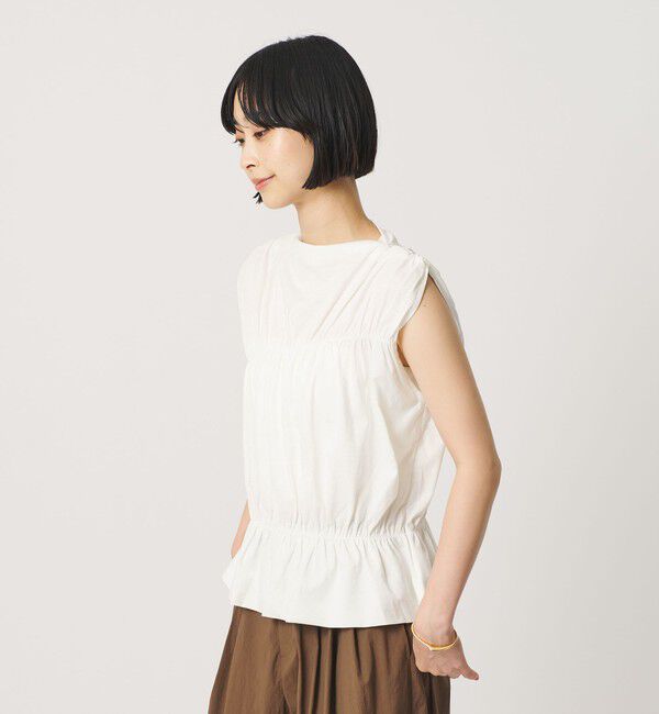 BEAUTY&YOUTH UNITED ARROWS「【WEB限定 Wardrobe DAILY MINIMAL】シャーリング ノースリーブトップス」|Tシャツ・カットソー|WHITE