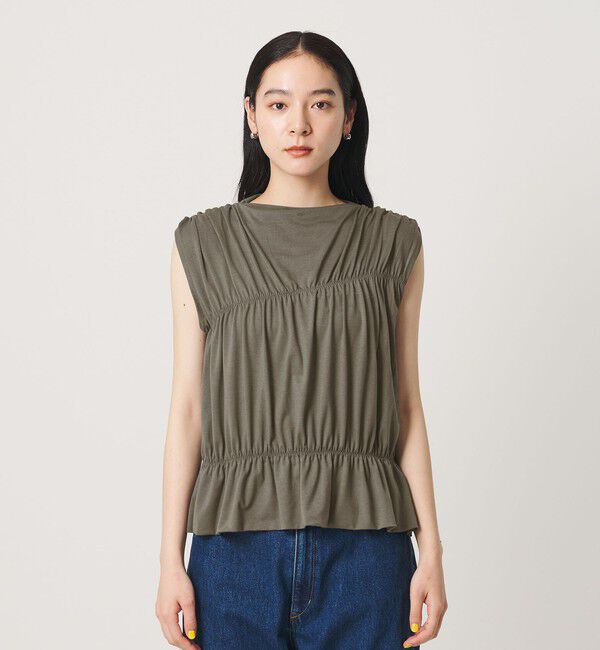 BEAUTY&YOUTH UNITED ARROWS「【WEB限定 Wardrobe DAILY MINIMAL】シャーリング ノースリーブトップス」|Tシャツ・カットソー|
