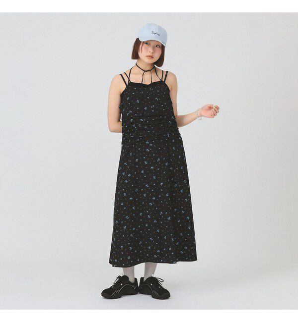 Ray BEAMS 「フラワー プリント キャミワンピース」|ワンピース|BLACK