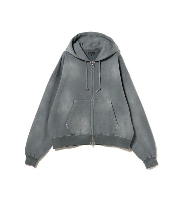 BEAMS「BEAMS｜Fade Rivet Zip Hoodie｜メンズ トップス パーカー｜裏毛 フェード加工  カンガルーポケット」|スウェット・ジャージ|FADE_GREY
