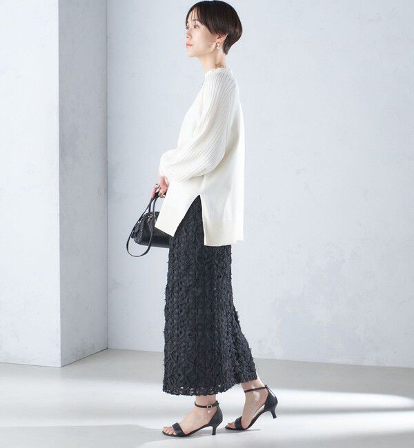 SHIPS for women「〈手洗い可能〉マーセライズ コットン 編地 切替 プルオーバー 24SS ◇」|ニット・セーター|